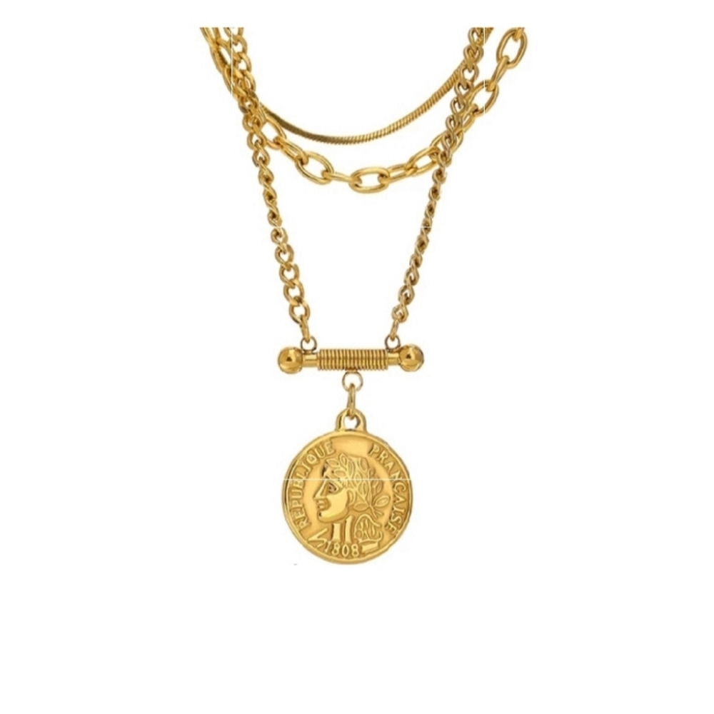 GOLD COIN PENDANT LAYERED NECKLACE 🙍‍♀️😍
